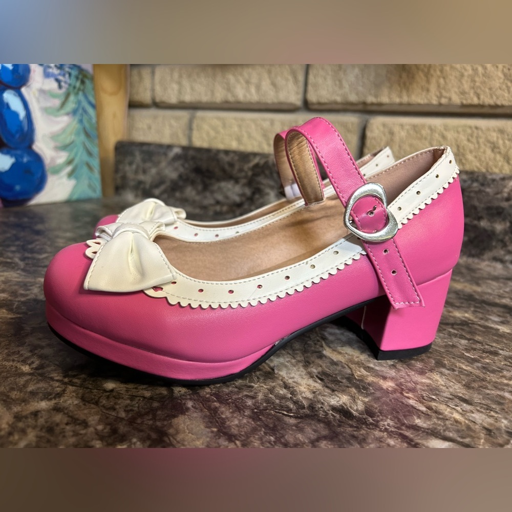 Pink Barbie Goth Mary Jane heels